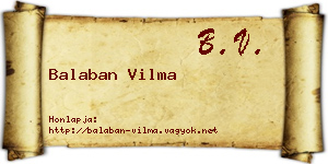 Balaban Vilma névjegykártya